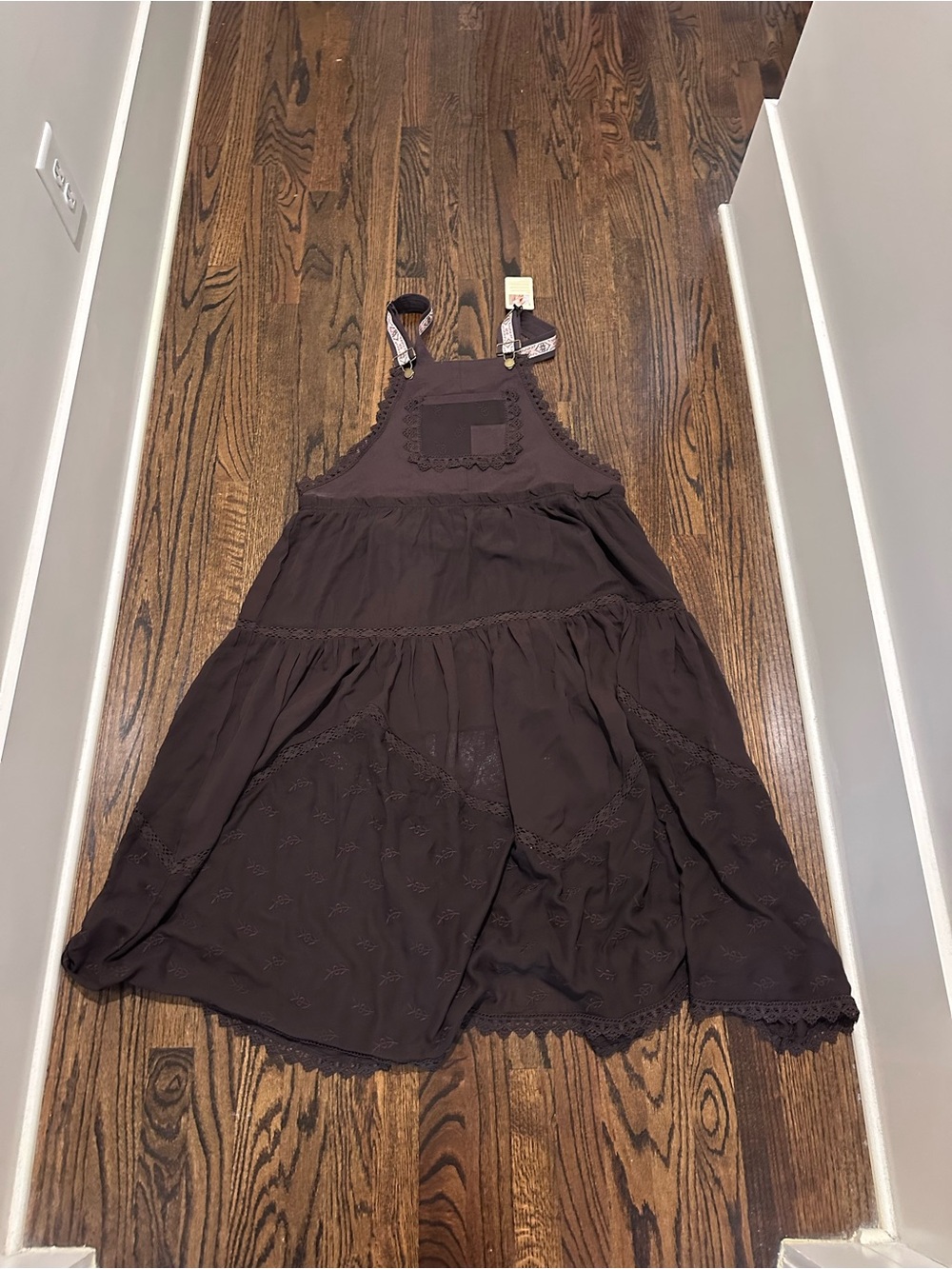 Boho Overlay Overall Midi Dress - Brown - Picture 3 of 5